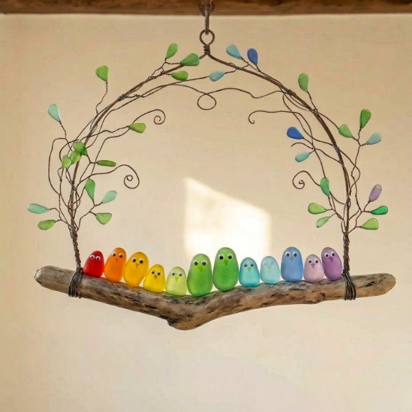 🌈Seaglass Rainbow Birds